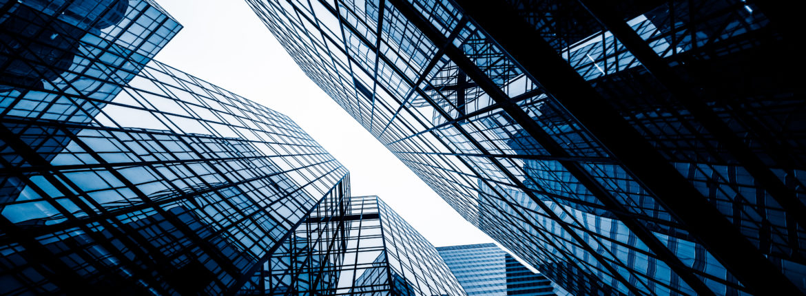 low angle view of skyscrapers in city of China.